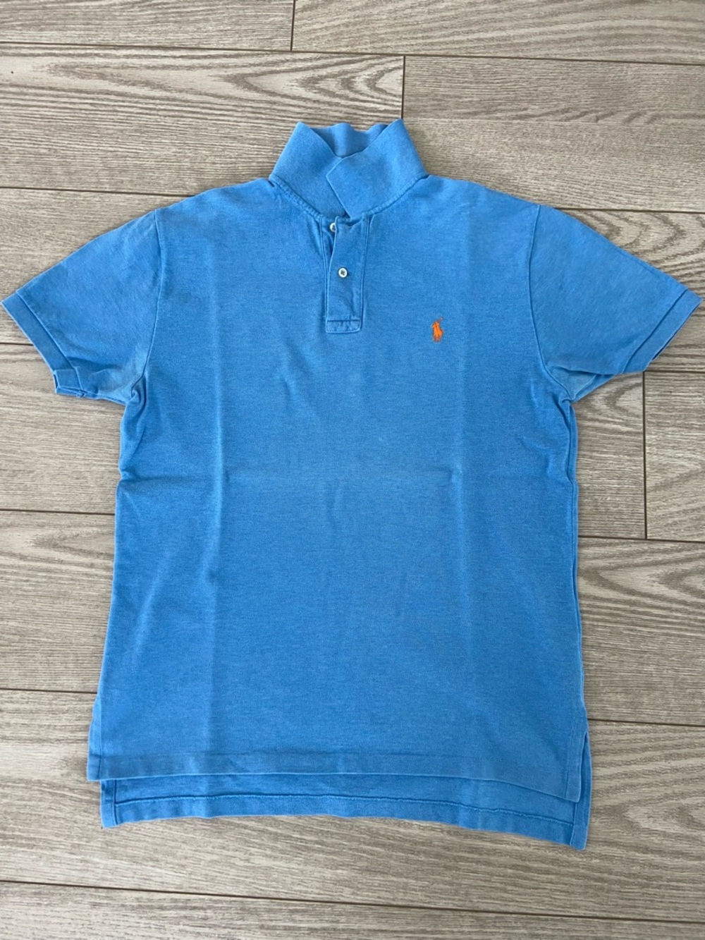 Polo by Ralph Lauren Blue Polo Shirt with Orange Logo. Size: M.